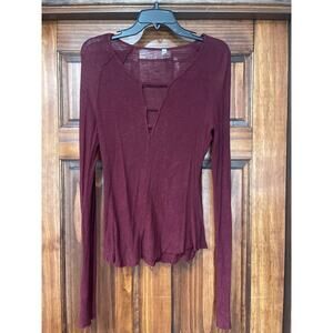 Free People INTAMATELY maroon knit long sleeve top M